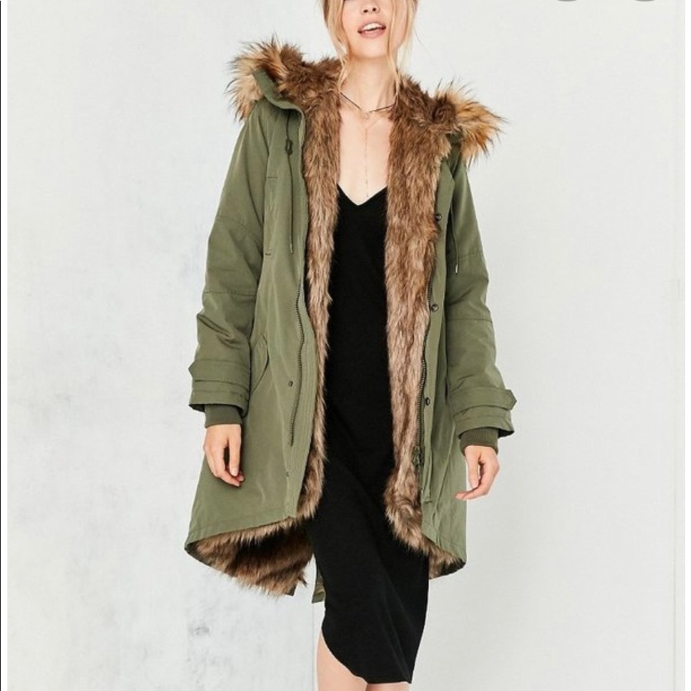 Urban Outfitters Faux Fur Parka - Silence + Noise